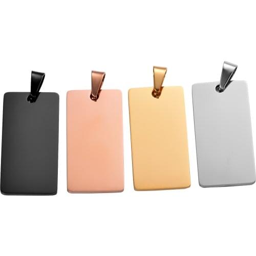 10pcs Wholesale Rectangle 20x40mm Stainless Steel Army ID Blank Dog Tags Pendant Necklace Jewelry Findings Hypollergenic
