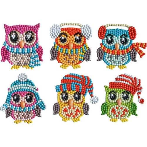 5D DIY Diamond Painting Kits for Kids, Owl Theme Stick Paint with Diamonds by Numbers Kit Easy to DIY, Mosaic Stickers Craft