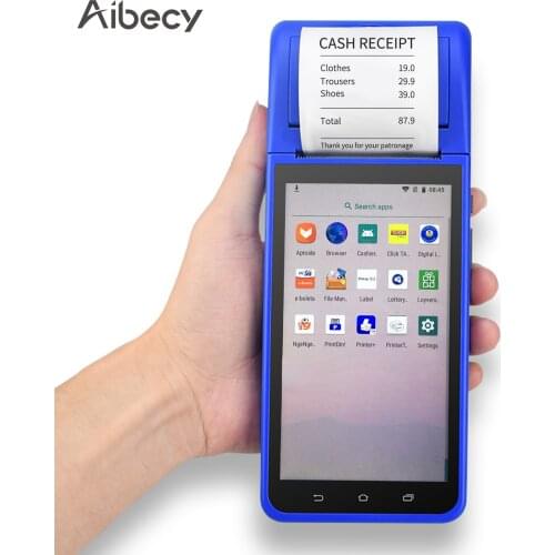 Aibecy Handheld PDA Smart POS Receipt Terminal Printer with 5.5 Inch Touchscreen Camera 1D 2D Barcode Scanner 3G/WiFi/BT/GPS