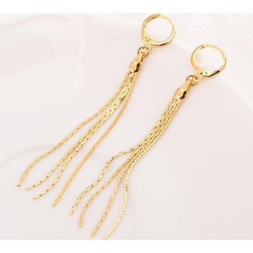 Bangrui 2021 New Trend Long Tassel Gold Color Dangle Earrings for Women Wedding Drop Earing Fashion Jewelry Gifts