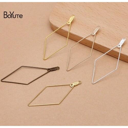 BoYuTe (50 Pieces/Lot) 47*22MM Metal Brass Rhombus Pendant for Drop Earring Making Diy Handmade Jewelry Materials Wholesale