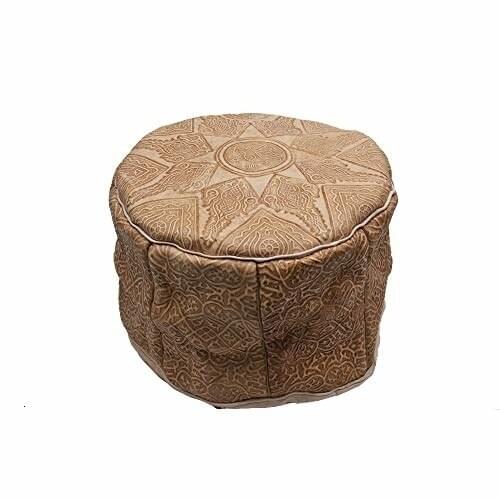 Puf de Cuero Marruecos de 20 cm Altura y 30 cm diámetro. Se Vende vacío. Se Puede Rellenar con Ropa Vieja o Goma Espuma. Tipo1-1