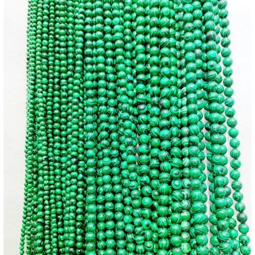 Natural stone malachite loose beads Semi-finished malachite beads 4-12mm jewelry necklace DIY bracelet accessories 39cm