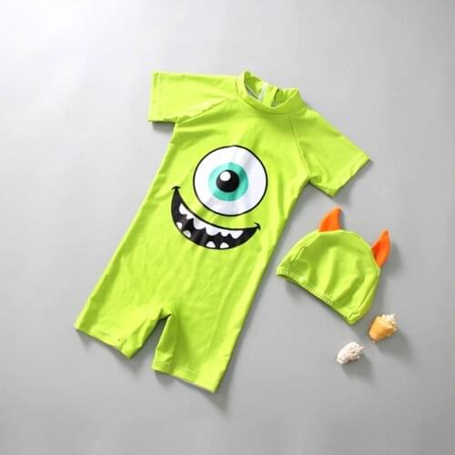 Childrens swimsuit cartoon big eyes cute boy girl baby sunscreen quick dry zipper swimsuit boy girl
