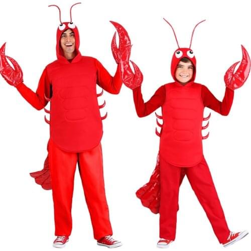 Adult Halloween Red Lobster Costume Shrimp Cosplay Clothes Adult Crayfish Crab Costume Funny Dress Props New Year Gift
