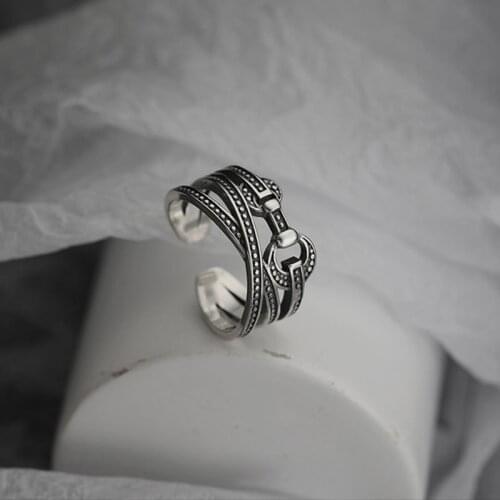 Foxanry 925 Sterling Silver Openwork Rings New Fashion Simple Hollow Cross Geometric Vintage Punk Party Jewelry Gifts for Women