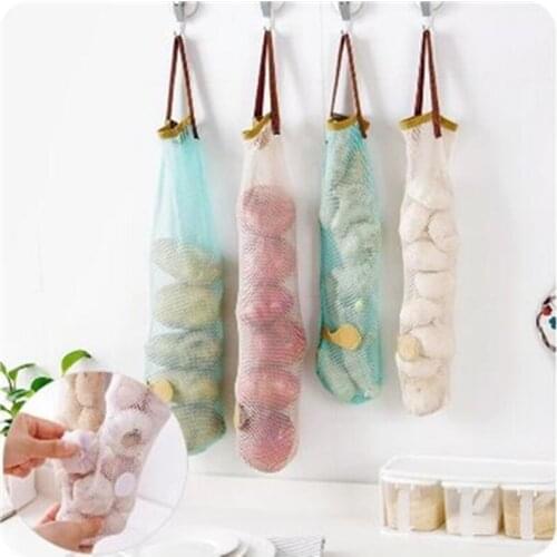 Kitchen Fruits Vegetables Storage Hanging Bag Reusable Grocery Produce Bags Mesh Ecology Shopping Tote Bag Onion Organization