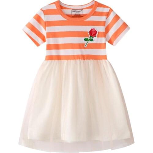 Summer Girls Foreign Style Cotton Clothes Girls Baby Short-sleeved Costume Party Princess Dresses