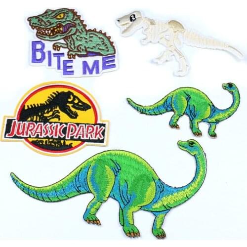 Cartoon Jurassic Park Badge Embroidery Dinosaur Park Logo Patch T-shirt Hat Bag Clothes DIY Stripe Emblem