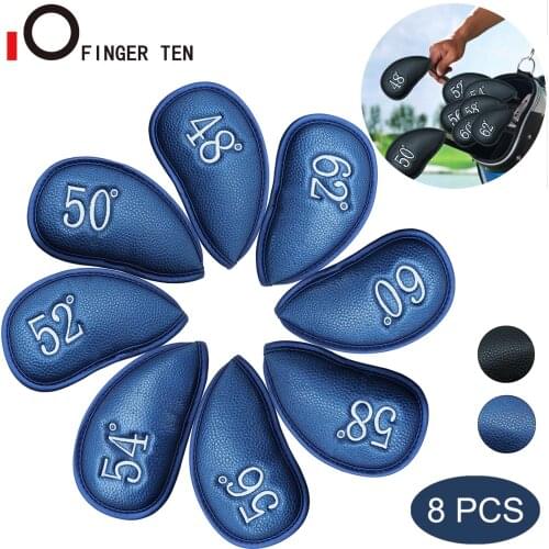 Golf Head Cover Putter Long Neck 9 Pcs/Set No.3-Sw Iron Club Headcovers for Left-handed Right-handed Durable Deluxe PU Leather