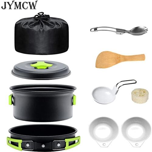 Camping cookware set, portable light cooker mess kit, safe outdoor backpack equipment for camping, hiking and picnic fun