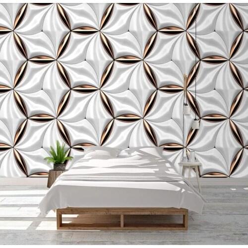 Custom mural wallpaper 3D white light luxury metal modern minimalist art background wall decorative painting