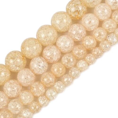 Natural Stone Perles Yellow Cracked Crystal for Diy Bracelet Jewelry Making Quartz Round Beads 6 8 10mm 15'' strand Wholesale