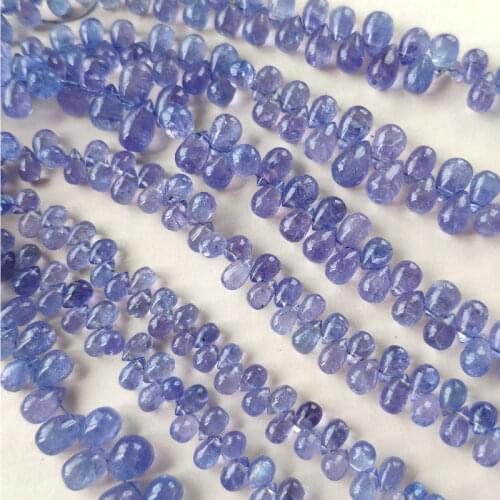 Loose beads gemstone AA Tanzanite smooth drop 6-8mm 20cm for DIY jewelry making necklaceFPPJ wholesale