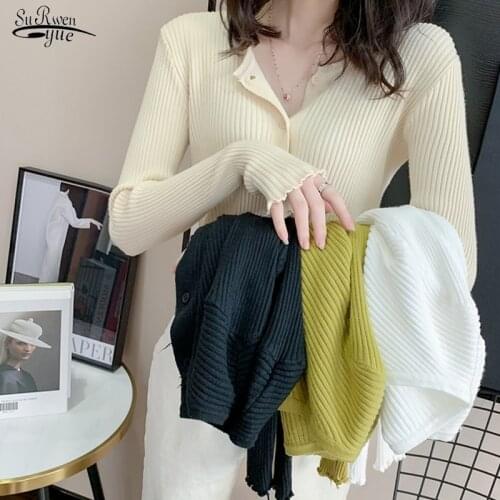 Autumn Elegant Long-sleeved Solid Cardigan Women Tops Wild Loose Sweater Coat Womens Fashion Trend Single-breasted Sweater16262