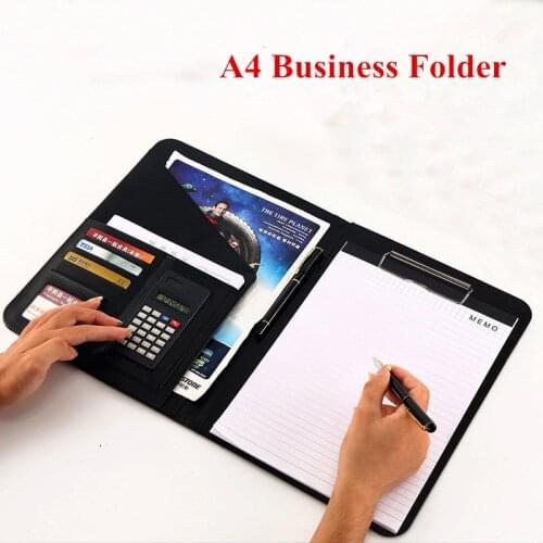 A4 Busineess File Folder With Calculator Memo Paper Multifunction Organizer Manager Document Briefcase Padfolio Bag Stationery