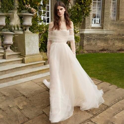 Custom Made Two Pieces Bride Gowns Sweetheart Neckline A Line Floor Length Tulle Wedding Dresses With Wraps 2021