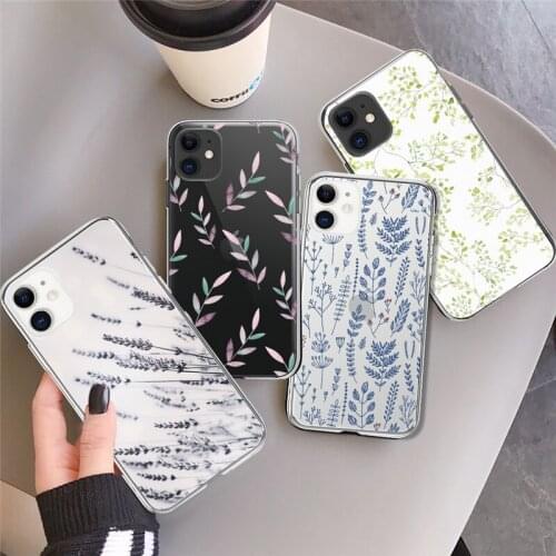 Luxury Leaves Blueberry Case For iPhone 11 12 Pro XS Max 12 Mini 6 6s 7 8 Plus X XR 5G SE 2020 Soft Camera Protection Back Cover