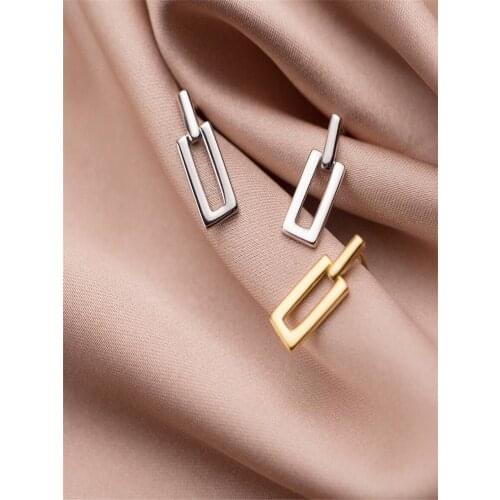 925 Sterling Silver Stud Earrings Unique Creative Design Rectangle Geometry Earrings for Women Fine Jewelry Ear Accessories