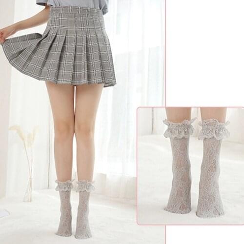 Cute Lolita Hollow Mesh Girls Lace Socks Japanese Style Women Lace Ruffle Ankle Socks Retro Lovely Ladies Princess Sock