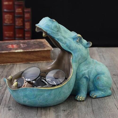 Nordic Hippo Statue Home Decoration Accessories Desk Sculpture Storage Box Home Decor Figurine Ornament Wedding Decoration Gifts