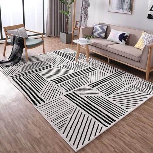 Nordic Black and white geometric pattern carpet ,big size living room rug, ground mat , Pastoral home decoration floor mat