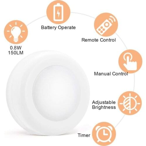 Led Cabinet Light White+Warm Color Remote Control Wireless Dimmable Battery Night Lamps For Closet Kitchen Stair Jewelry Display