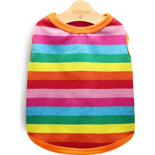 Rainbow Strip Pet Dog Cotton Thin Cat Teddy Bear Small Puppy Schnauzer Vest Puppy Clothes