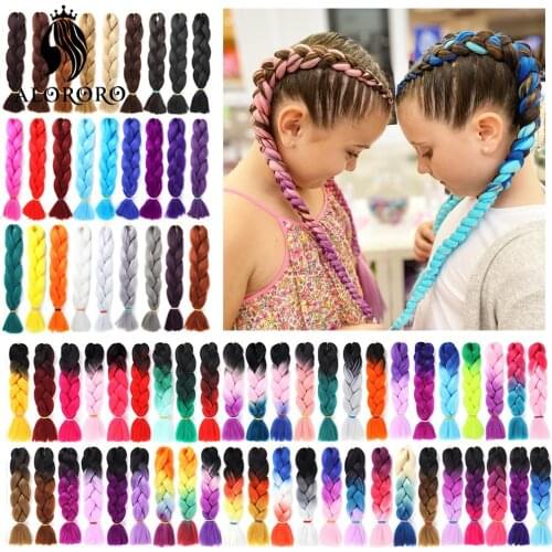 Hair for African Braids 24 Inch Synthetic Kanekalon Hair Extensions Childrens Braiding Hair Pink Blue Grey Crochet Braid Hair