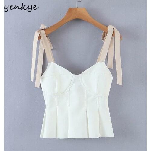 YENKYE Fashion Women Hit Color Sexy Cami Top Female Sleeveless V Neck Vogue Summer Tops