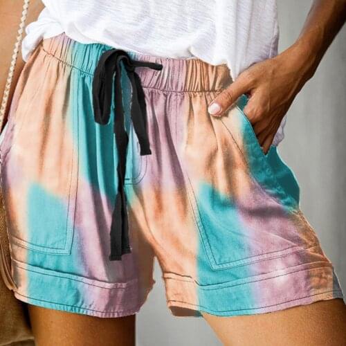 Women Summer Short Pants Losse Beach Shorts Board Shorts Snelle Droge Trunks Tie Dye Print Casual Shorts Wide Leg Short Pants
