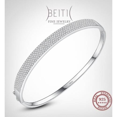 Beitil Luxury Full Sparkling Clear Zircon 925 Sterling Silver Bracelets For Women Classic Luxury Wedding Accessories Jewelry