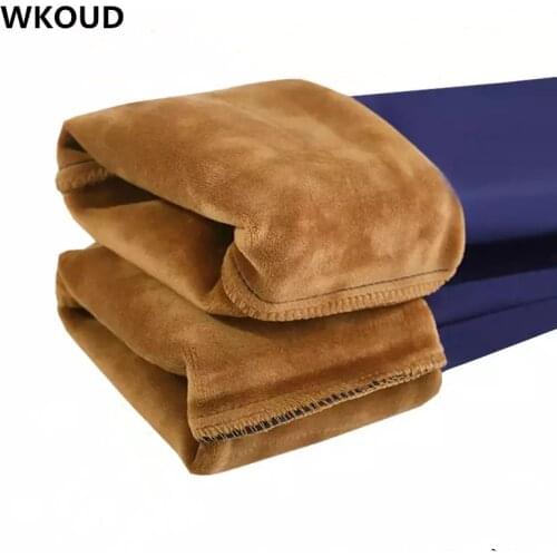 Plus Size Winter Warm Leggings For Women High Waist Black Solid Pencil Pants Blue Thicken Full Length Lady Casual Trousers P8613