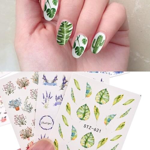 1/2/4Pcs Colourful Flowers Nail Sticker Nail Art Decorations Leaves Decals Water Transfer Butterfly Slider for Manicures Wraps