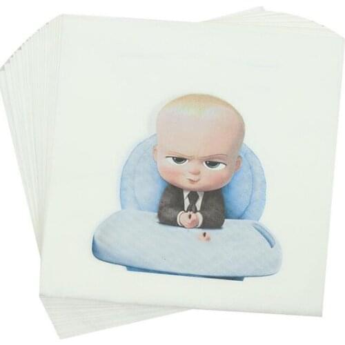 100PCS Baby Boss Theme Serviette Decorations Food Paper Napkins Happy Birthday Party Boys Kids Favors Baby Shower Towels