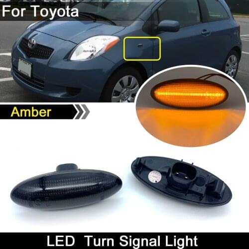 2Pcs For Toyota Yaris Vitz RAV4 Corolla Verso Smoked Lens Car Front LED Side Marker Light Amber Turn Signal Lamp