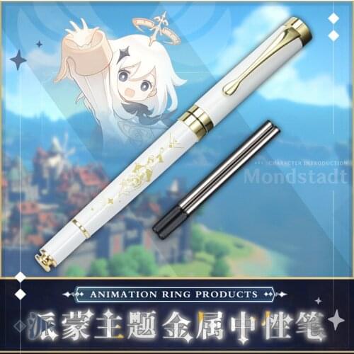 2020 New Game Genshin Impact Paimon Theme Ballpoint Gel Pen Rollerball Pens Student Anime Metal Sign Pen