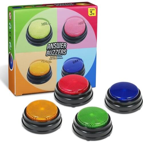 4Pcs Recordable Talking Button Easy Carry Voice Recording Sound Button for Kids Interactive Toy Answering Buttons luminous /Non