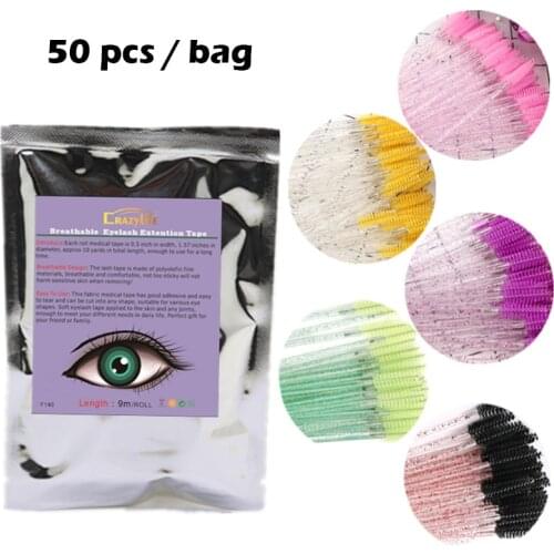 50pcs Disposable eyelash brush disposable crystal rod nylon head eyelash brush grafting tool portable