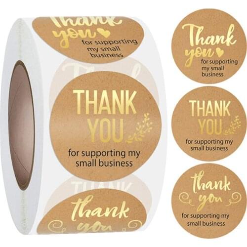 500Pcs Thank You Kraft Stickers Seal Labels Candy Cupcake Gift Box Scrapbook Handmade Sticker Wedding Party Christmas Decoration