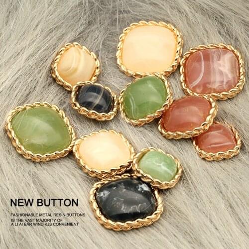 6pcs Needlework Stone Square Sweater Buttons for Clothing Cardigan Coat Button Suit Metal Button Dress Decorative Button Sewing