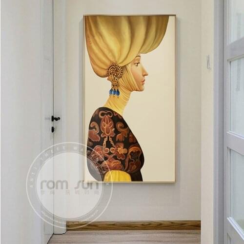 Abstract Sexy lady Canvas Paintings Beauty Poster Modern Golden Figure Wall Art For Hotel Aisle Living Room Egyptian style Print