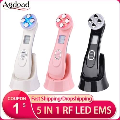 Face Skin 5 in 1 RF Radio Frequency EMS Microcurrent LED Photon Skin Care Device Face Lift Tighten Beauty Machine Anti-aging