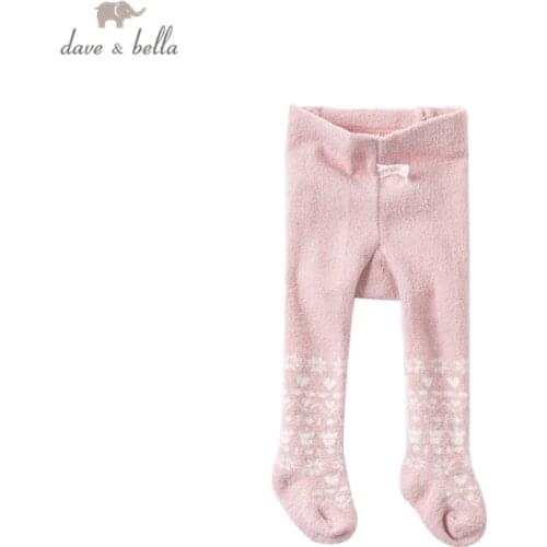 DB15697 dave bella winter infant baby girls lolita floral print padded leggings children fashion leggings