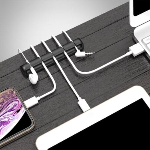 Cable Winder Holder Clip Self-Adhesive Silicone Cord Management Organizer USB Charging Wire Nightstand Power Cord Earphone