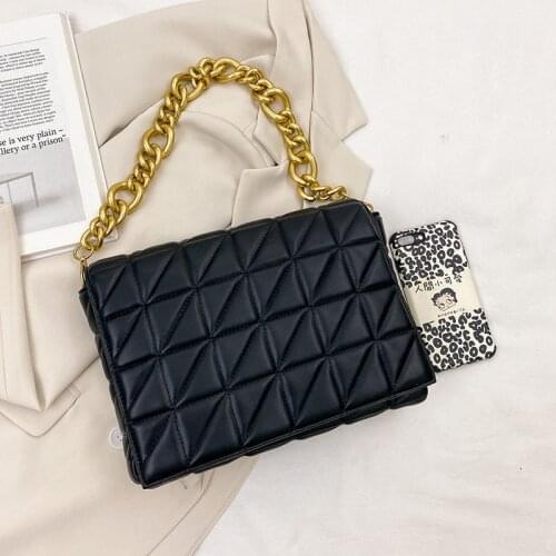 2021 Fashion Branded Womens Shoulder Bags Thick Chain Quilted Shoulder Purses And Handbag Women Clutch Bags
