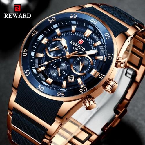 Reward Sport Men Watches Luxury Brand Lumious Hands Chronograph Male Wristwatches Mens Waterproof Full Steel Montre Homme 2021
