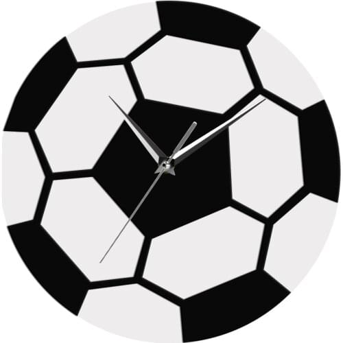 Football Black And White Soccer Time Wall Clock Simple Modern Wall Clock Sports Room Soccer Ball Wall Decor Football Fans Gift