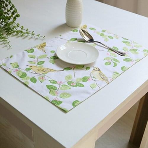 Dining Table Mat Bird Flower Garden Placemat Napkin Coaster Insulation Pad Bowls Coasters Mats Kitchen Accessories