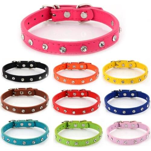 Pet Cats Collars Diamond Necklace for Cat Pu Collar for Small Dogs Accessories PU Collars Pets Supplies XXS XS S M Chihuahua